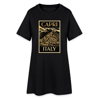 Capri Italie – Noir Gold Vintage Poster Art Deco - Robe T-shirt Femme - noir - Devant