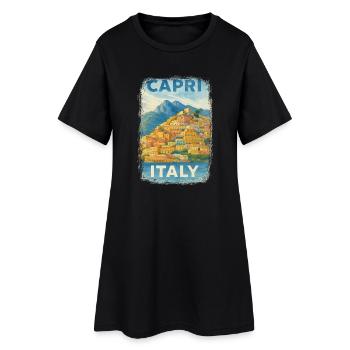 Capri Italie – Aquarelle Avis de voyage Méditerranée - Robe T-shirt Femme - noir - Devant
