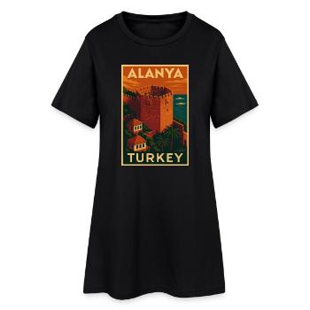 Alanya Turquie – Affiche de voyage rétro - Robe T-shirt Femme - noir - Devant