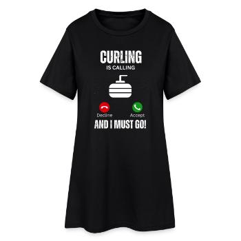 le curling m’appelle et je dois y aller - Robe T-shirt Femme - noir - Devant