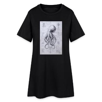 Octopus Blueprint Sketch - Women’s T-Shirt Dress - black - Front