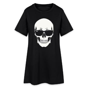 Squelette avec lunettes de soleil en noir et blanc vectoriel - Robe T-shirt Femme - noir - Devant