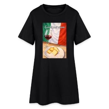 Mode de vie italien : vin et pain - Robe T-shirt Femme - noir - Devant