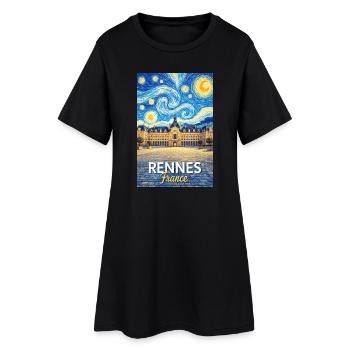 Rennes, France - Robe T-shirt Femme - noir - Devant