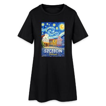 Szczecin, Polen - Frauen T-Shirt-Kleid - Schwarz - Vorne