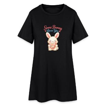 Un joli lapin de Pâques avec un œuf coloré et des lettres - Robe T-shirt Femme - noir - Devant