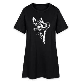 Chien en silhouette de Spitz finlandais Wilsigns - Robe T-shirt Femme - noir - Devant