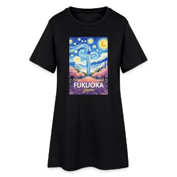 Fukuoka Japan - Frauen T-Shirt-Kleid - Schwarz - Vorne