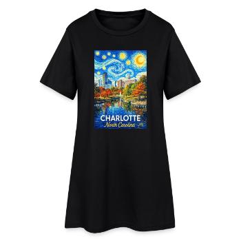 Charlotte, Caroline du Nord - Robe T-shirt Femme - noir - Devant