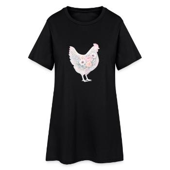 Peinture aquarelle de poule poule - Robe T-shirt Femme - noir - Devant