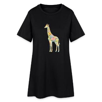Silhouette florale de girafe - Robe T-shirt Femme - noir - Devant