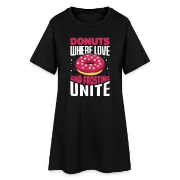 Restauration rapide en donuts - Robe T-shirt Femme - noir - Devant