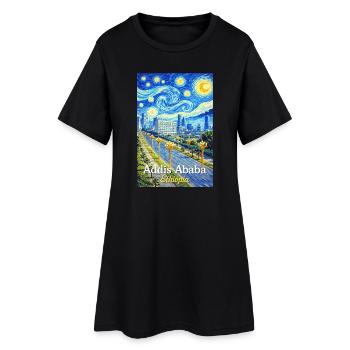 Addis Ababa Night Skyline Art - Women’s T-Shirt Dress - black - Front