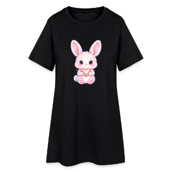 Lapin délicat au cœur léger - Robe T-shirt Femme - noir - Devant
