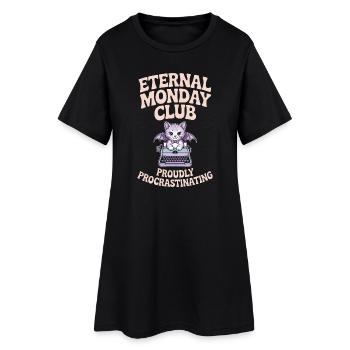 Club du Lundi Éternel Chat Procrastination - Robe T-shirt Femme - noir - Devant