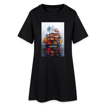 KEINE ADRESSE BENÖTIGT - Moderne Villa der Herbstinsel - Frauen T-Shirt-Kleid - Schwarz - Vorne