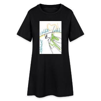 Heart Line Graffiti Abstract - Women’s T-Shirt Dress - black - Front