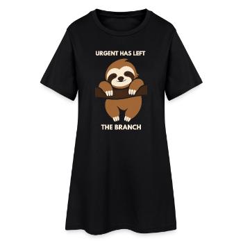 Langsamer Sloth am Ast Cartoon - Frauen T-Shirt-Kleid - Schwarz - Vorne