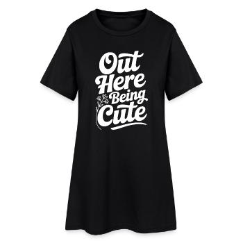 Out Here Being Cute - Women’s T-Shirt Dress - black - Front