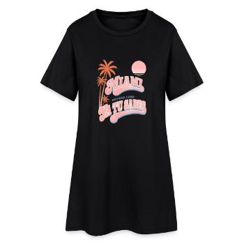 Miami Ya Tu Sabes Saumon Retro Palms - Robe T-shirt Femme - noir - Devant