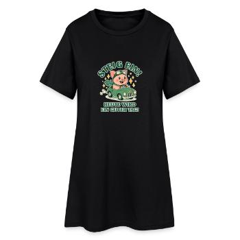 Steig ein Heute wird ein guter Tag - Frauen T-Shirt-Kleid - Schwarz - Vorne
