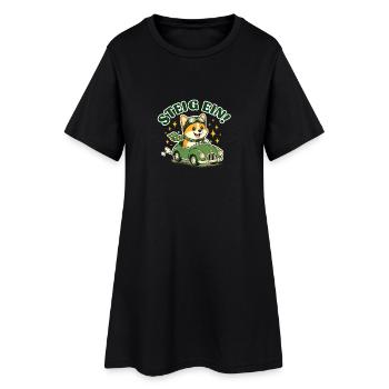 Get on board! Corgi in the car - Women’s T-Shirt Dress - black - Front
