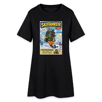 Der Skifahrer – nur noch eine Abfahrt - Frauen T-Shirt-Kleid - Schwarz - Vorne