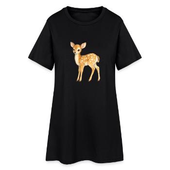 Faon avec motif de cœur - Robe T-shirt Femme - noir - Devant