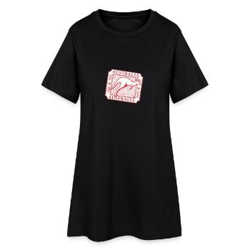 Australian Kangaroo Stamp Art - Women’s T-Shirt Dress - black - Front