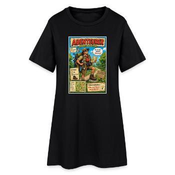 Abenteurer – immer ausgetretene Pfade verlassen - Frauen T-Shirt-Kleid - Schwarz - Vorne