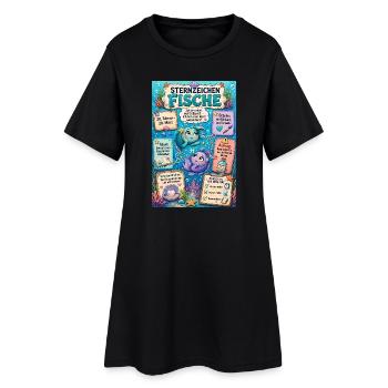 Sternzeichen Fische – Träumerisch und kreativ - Frauen T-Shirt-Kleid - Schwarz - Vorne
