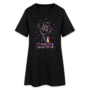 Neon Flower Love - Frauen T-Shirt-Kleid - Schwarz - Vorne