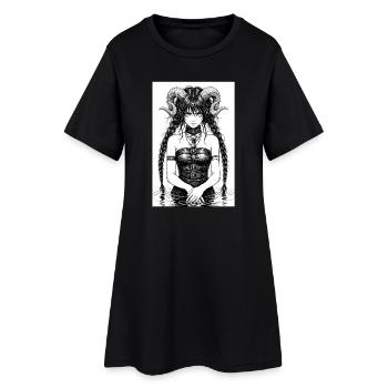 Hornige Gothic Sirene im Wasser - Frauen T-Shirt-Kleid - Schwarz - Vorne