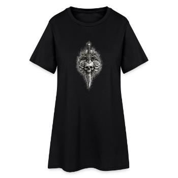Skull Rose Dagger Gotische Grafik - Frauen T-Shirt-Kleid - Schwarz - Vorne
