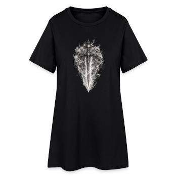 Flaming Skull Sword Gothic Grafik - Frauen T-Shirt-Kleid - Schwarz - Vorne