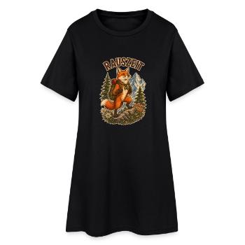Rauszeit Fuchs im Bergwald - Frauen T-Shirt-Kleid - Schwarz - Vorne