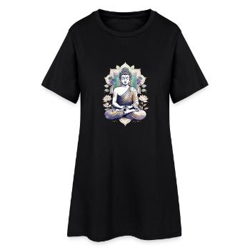 Meditierender Buddha Lotus Mandala - Frauen T-Shirt-Kleid - Schwarz - Vorne