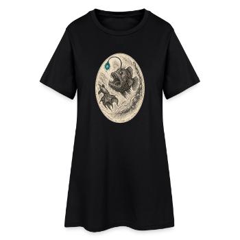 Monstre des profondeurs marines – illustration - Robe T-shirt Femme - noir - Devant