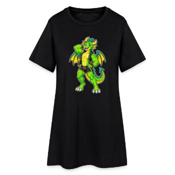 Héros dragon vert en cuir - Robe T-shirt Femme - noir - Devant