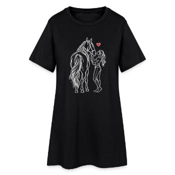 Cavalière de poney montée à cheval - Robe T-shirt Femme - noir - Devant
