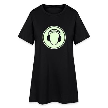 Duty earmuffs - 1 color vector - Women’s T-Shirt Dress - black - Front