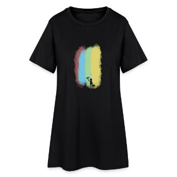 Maler - Frauen T-Shirt-Kleid - Schwarz - Vorne