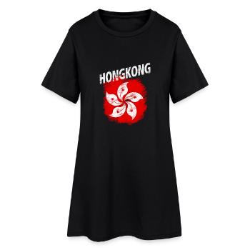 Hongkong - Frauen T-Shirt-Kleid - Schwarz - Vorne