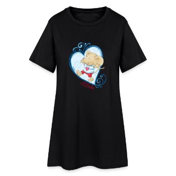 Lillebi Herz blau - Frauen T-Shirt-Kleid - Schwarz - Vorne