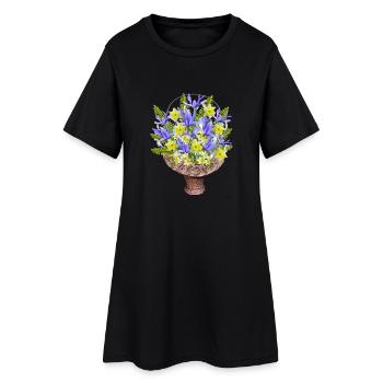 flowers lilies tulips orchids sunflower dahlia ger - Women’s T-Shirt Dress - black - Front