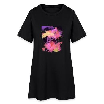 Kay&Em Color Explosion - Frauen T-Shirt-Kleid - Schwarz - Vorne
