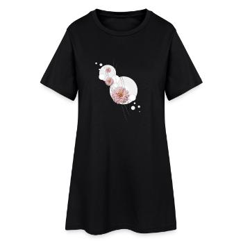 Dahlia fleurit gris - Robe T-shirt Femme - noir - Devant