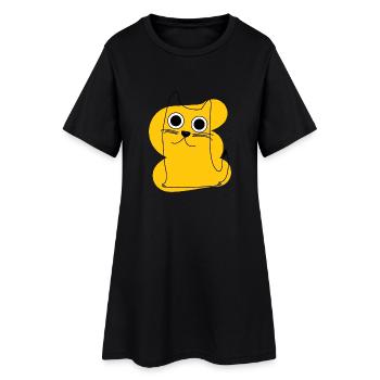 Chat jaune - Robe T-shirt Femme - noir - Devant