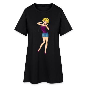 Music listening blonde, woman gift - Women’s T-Shirt Dress - black - Front