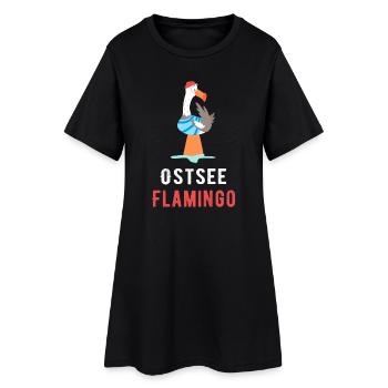 Ostsee Flamingo - Frauen T-Shirt-Kleid - Schwarz - Vorne